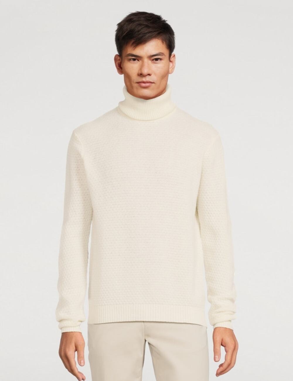 JACK VICTOR Men's Renfrew Turtleneck Sweater XL White Ecru Cashmere Wool NWT